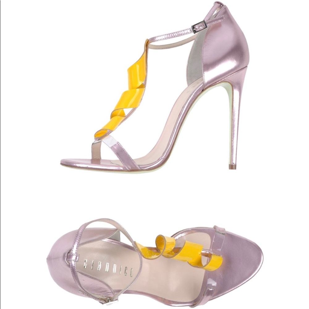 New Giannico baby pink metallic heels 38
